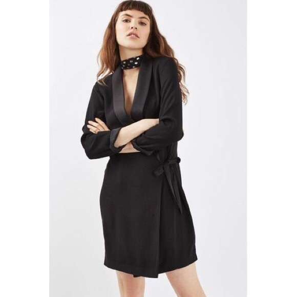 topshop black tie dress